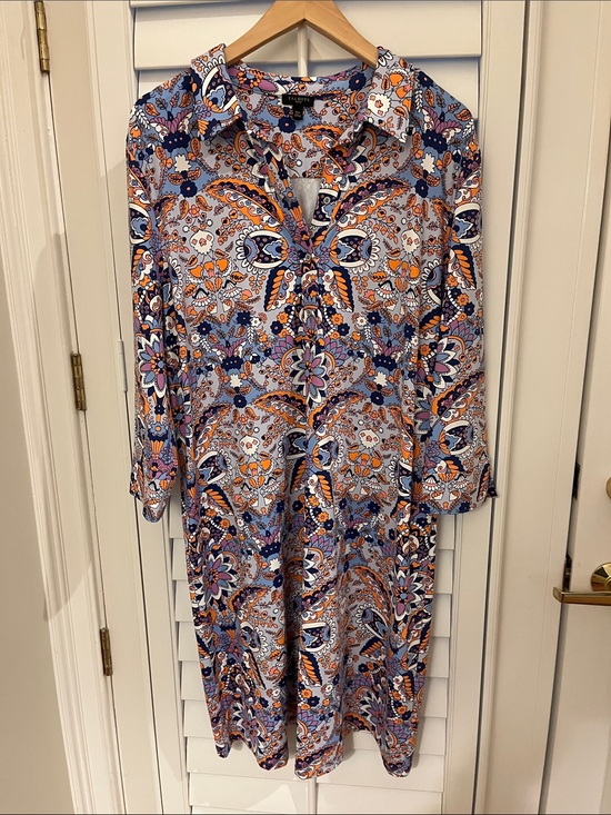 Talbots Dresses & Skirts - Talbots Paisley Button-Front Tunic in Light Blue, Orange & Purple Stretchy XLP